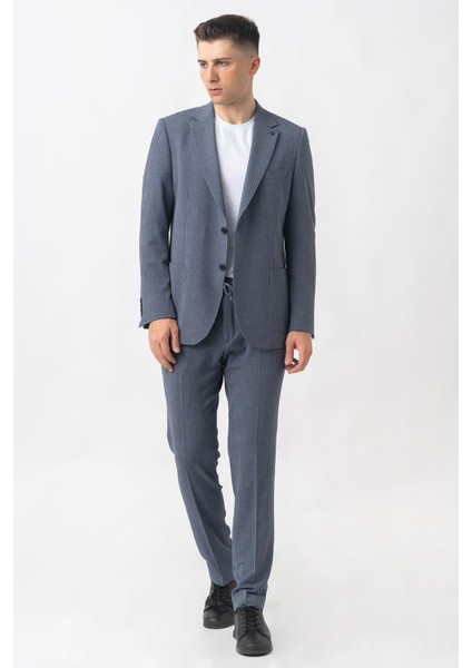 Aarau T2409 Regular Fit Likralı 6 Drop Jogger Gofre Takım Elbise Desenli