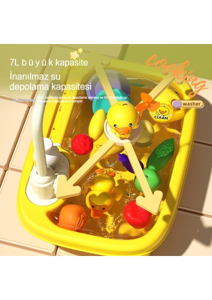 Janjon Star Çocuk Bulaşık Makinesi Oyuncak Musluk Elektrik Sirkülasyonlu Su Büyük Kapasiteli Bebek Lavabo Oyuncak 7l Büyük Boy 27 Parçalı Set (Yurt Dışından) fiyatları