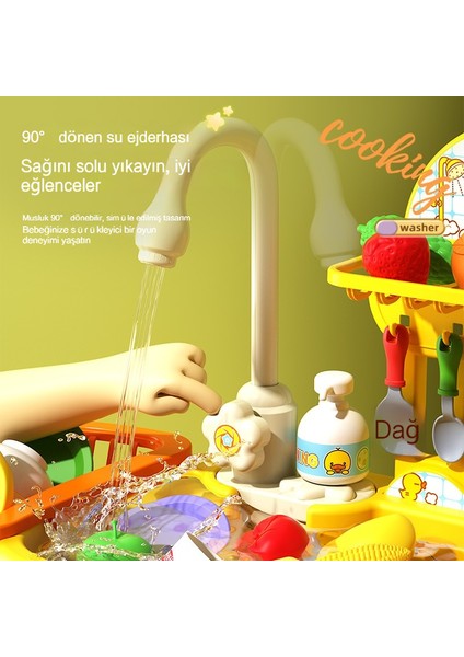 Janjon Star Çocuk Bulaşık Makinesi Oyuncak Musluk Elektrik Sirkülasyonlu Su Büyük Kapasiteli Bebek Lavabo Oyuncak 7l Büyük Boy 27 Parçalı Set (Yurt Dışından) modelleri
