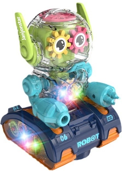 Janjon Star Elektrikli Şeffaf Dişli Robot Evrensel Sürüş Erkekler ve Kızlar Için Renkli Hafif Müzik Oyuncak (Yurt Dışından)