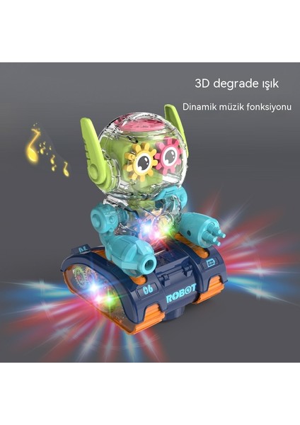 Janjon Star Elektrikli Şeffaf Dişli Robot Evrensel Sürüş Erkekler ve Kızlar Için Renkli Hafif Müzik Oyuncak (Yurt Dışından)