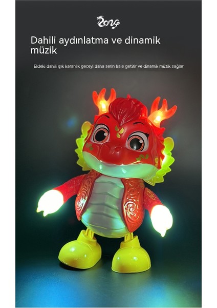 Janjon Star Yeni Hafif Müzik Yürüyüş Dans Ejderha Çocuk Elektrikli Oyuncak Maskot Yeni Yıl Oyuncak Bebek (Yurt Dışından) indirimleri