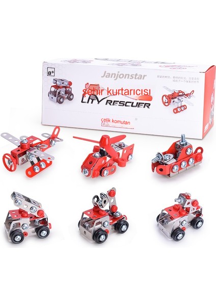 Janjon Star Çocuk Vidalı Oyuncak Montajı 3D Metal Sökme Iş Makinesi Somun Motosiklet Modeli Eğitici Yangın Söndürme Seti (Yurt Dışından)