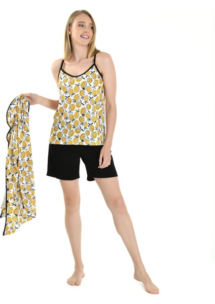 Limon Baskılı Kadın Şortlu Pijama Takımı