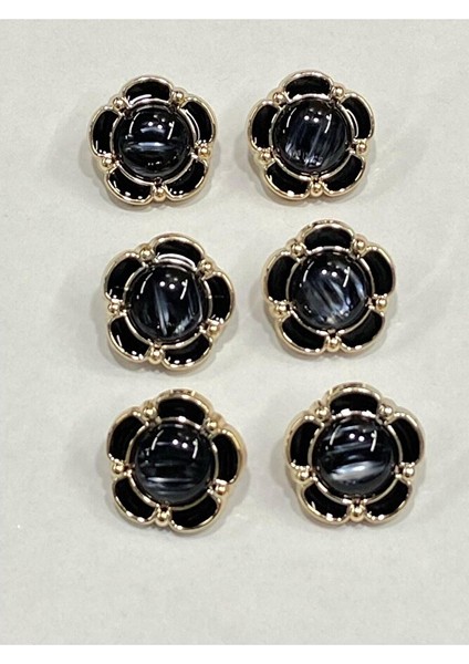 Papatya Düğme/ Papatya Sedefli Model / Siyah / 6 Lı Set / 2 cm