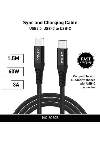 Mınıx Usb-C To Usb-C 1.5 Metre Şarj Kablosu