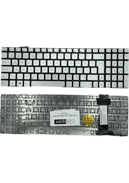 Asus ile Uyumlu N56VM-S4061V, N56VM-S4062D, N56VM-S4082V Notebook Klavye Gümüş Gri Tr