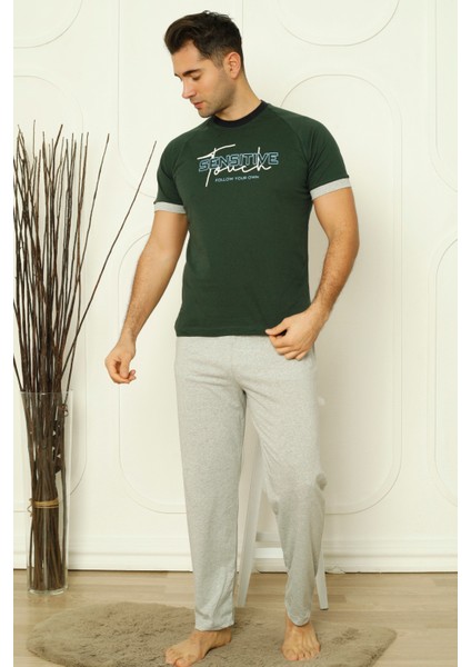 Flk 8106 Penye Erkek Süprem Yazlık Kısa Kollu Pijama Takımı