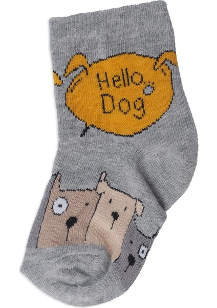 Unisex Çocuk Hayvan Baskılı Yazılı Bilek Çorap 3'lü Set