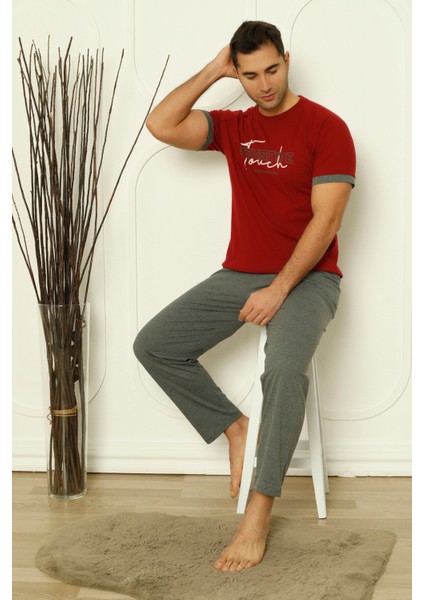 Flk 8106 Penye Erkek Süprem Yazlık Kısa Kollu Pijama Takımı