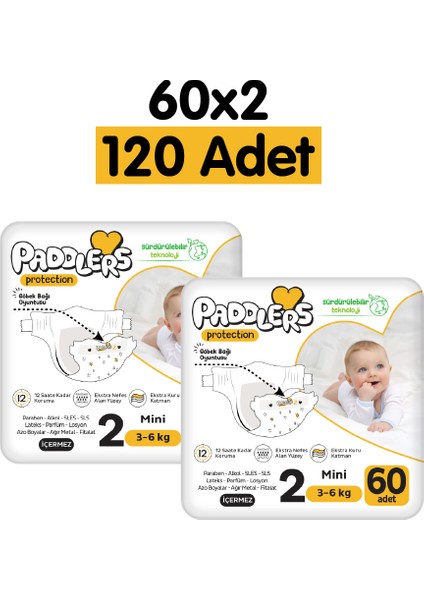 Protection Bebek Bezi 1 Numara Yenidoğan 128 Adet (2-5 Kg) 2'li Jumbo Set