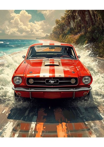 Ford Mustang | Elmas Mozaik Tablo | Mozaik Puzzle | 49X60 | E20204536