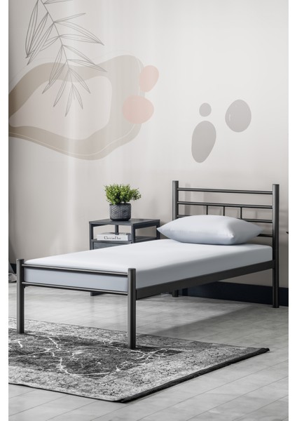 K70 Siyah Metal Karyola Tek Kişilik (120X200 Cm) Yataksız