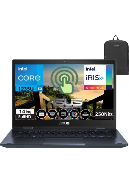 B3402FBA-I58511 Intel Core I5-1235U 40GB 1tb SSD Freedos 14'' Fhd Dokunmatik Taşınabilir Bilgisayar AI58512B1D11+WEBLEGELSINÇANTA