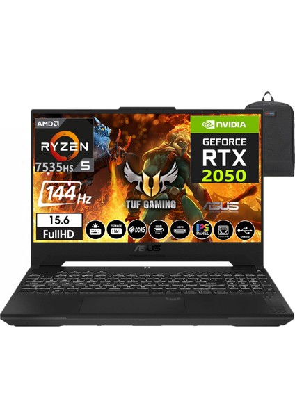 Tuf Gamıng A15 Amd Ryzen 5 7535HS 64GB Ddr5 Ram 4tb SSD RTX2050-144Hz Freedos 15.6" Fhd Taşınabilir Bilgisayar FA506NF-HN05012+WEBLEGELSINÇANTA