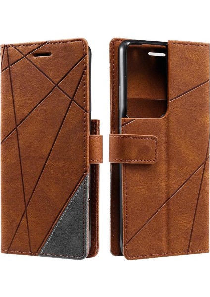 Samsung Galaxy S21 Ultra Pu Deri Manyetik TeIefon Kılıfı (Yurt Dışından)