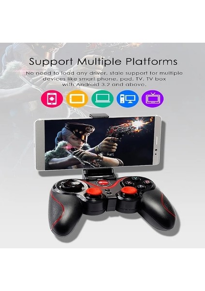 MG09 Siyah-Kablosuz Bluetooth Uyumlu Oyun Denetleyicisi Android Cep Telefonu Tv Kutusu Bilgisayar Joystick Tablet Pc Tv Gamepad Kontrolü (Yurt Dışından)