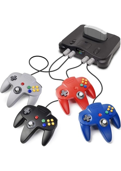 BLACK-N64 Klasik Denetleyici 64-Bit Kablolu Uzaktan Kumanda Gamepad Joystick Retro Oyun Aksesuarları Video Oyun Sistemi Konsolu Joypad (Yurt Dışından)