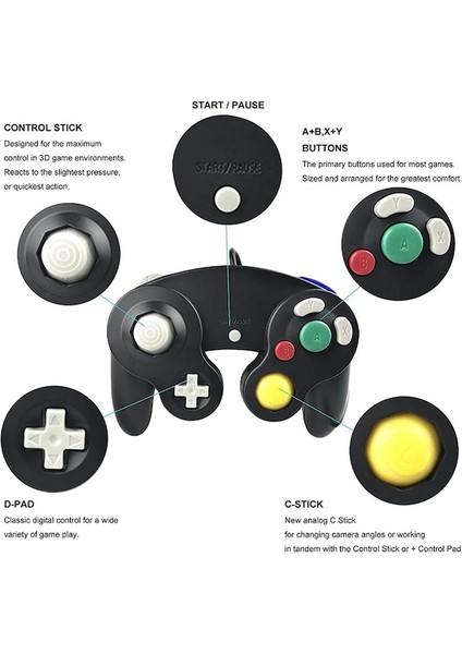 Sarı Kablolu Gamepad Nintendo Ngc Gc Için Gamecube Denetleyicisi Için Wii Wiiu Gamecube Joystick Joypad Oyun Aksesuarı (Yurt Dışından)