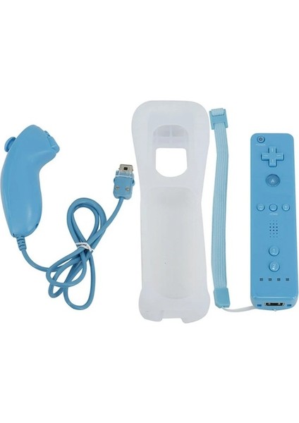 Siyah-Kablosuz Gamepad Uzaktan Kumanda + Nunchuck 2 In 1 Nintendo Wii Denetleyici Joystick Silikon Kılıf (Yurt Dışından)