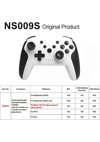 Beyaz Siyah Kutu-Kablosuz Denetleyici Bt Nintendo Anahtarı Pro Pc Ps3 Tv Kutusu Joystick Gamepad Nfc Profesyonel Gecikmesiz Gamepad (Yurt Dışından)