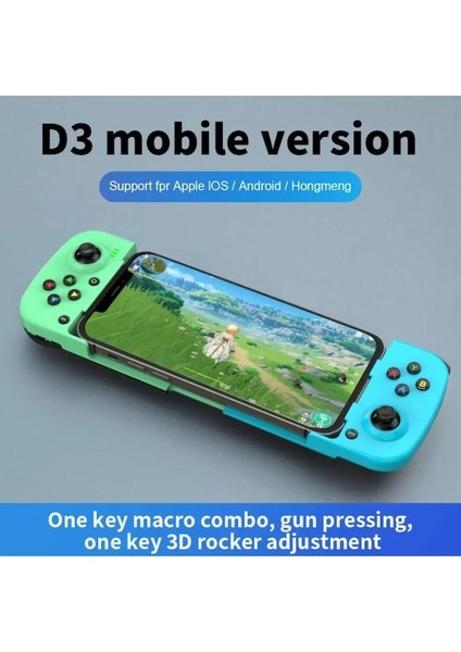 Mavi Yeşil-Cep Telefonu Gamepad Bluetooth 5.0 Kablosuz Oyun Denetleyicisi Joystick Samsung Huawei Xiaomi Android Ios Iphone Uyumlu (Yurt Dışından)