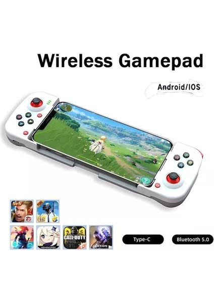 Mavi Yeşil-Cep Telefonu Gamepad Bluetooth 5.0 Kablosuz Oyun Denetleyicisi Joystick Samsung Huawei Xiaomi Android Ios Iphone Uyumlu (Yurt Dışından)