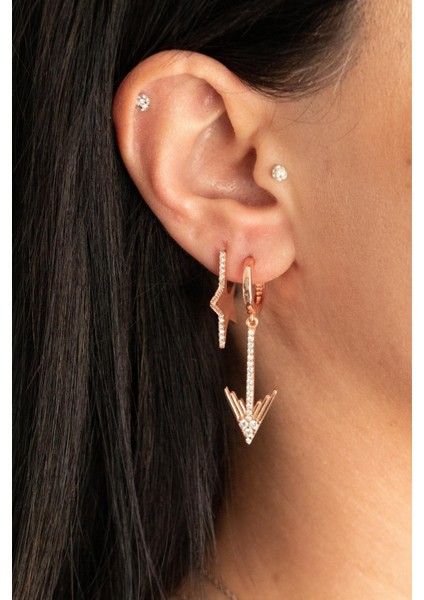 925 Ayar Gümüş Yarı Taşlı Yıldız Küpe modelleri