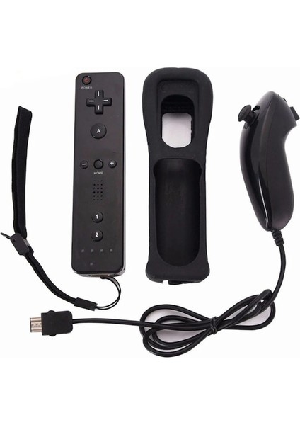 Beyaz-Kablosuz Gamepad Uzaktan Kumanda + Nunchuck 2 In 1 Nintendo Wii Denetleyici Joystick Silikon Kılıf (Yurt Dışından)