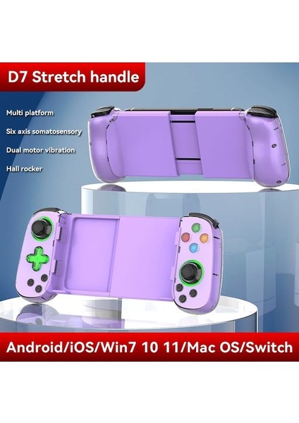 D7 Purple-D3/d6/d7 Teleskopik Cep Telefonu Gamepad Bluetooth 5.0 Tip-C Kablosuz Oyun Denetleyicisi Joystick Pubg Için Ps4 Anahtarı Pc (Yurt Dışından)