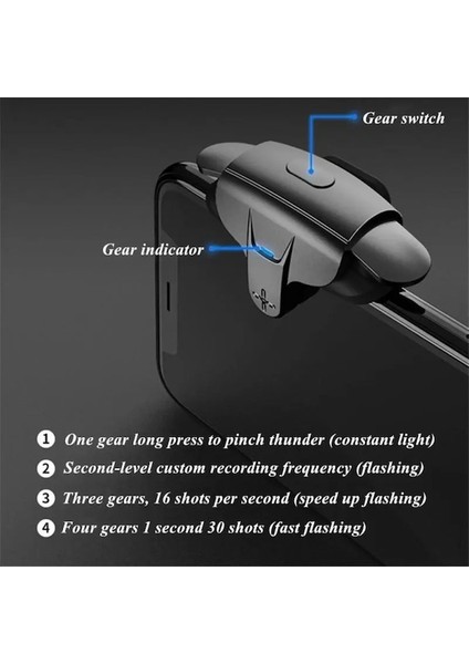 BLACK-AK05 Oyun Tetikleyici Mobil Oyun Elektronik Spor Yardımcı Düğme Dört Hız Değişken Frekans Ayarlı Alaşım Düğme (Yurt Dışından) fiyatları