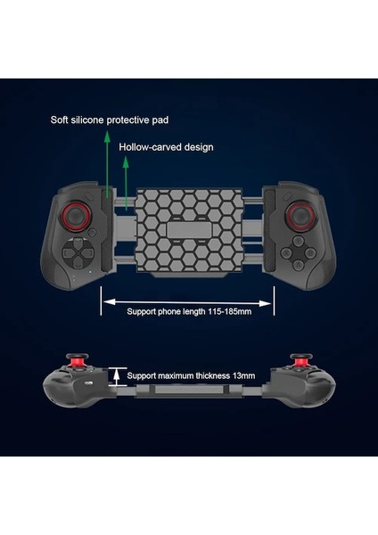 Siyah B-Teleskopik Kablosuz Gamepad Bluetooth Uyumlu2.0-5.2 Oyun Kontrolü Tetik Joystick Joypad Pubg Mobil Ios Android Telefon Için (Yurt Dışından)