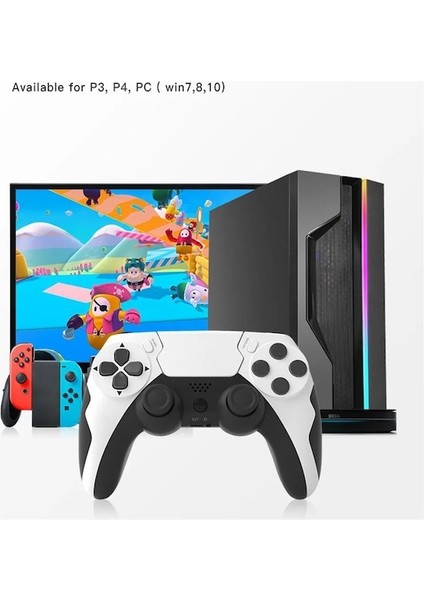 Beyaz SIYAH-P48 Altı Eksenli Jiroskop Oyun Denetleyicisi Ile Kablosuz Gamepad Ps4 Ps3 Konsolu Windows 7 8 10 Çift Titreşim Pc Joystick (Yurt Dışından)