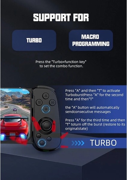 Kapaklı Beyaz - Ps4/xbox Oyun Için Oyun Kumandası Desteği Android/ıos Akıllı Telefon Için Altı Eksenli Jiroskoplu Mobil Gamepad (Yurt Dışından)