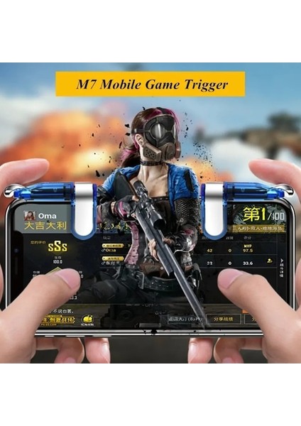 K03-SILVER-M7 Cep Telefonu Oyunu Pubg Denetleyicisi Ios Iphone Uyumlu Android Için L1 R1 Amaç Çekim Gamepad Joystick Anahtar Düğmesi Gatillos Para Celular (Yurt Dışından)