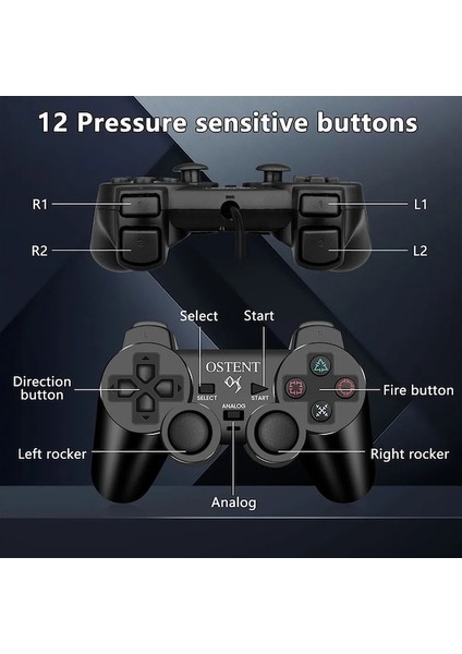 Kablolu Analog Denetleyici Gamepad Joystick Joypad Sony Playstation Ps2 Ps1 Ps One Psx Konsolu Çift Şok Titreşim (Yurt Dışından)