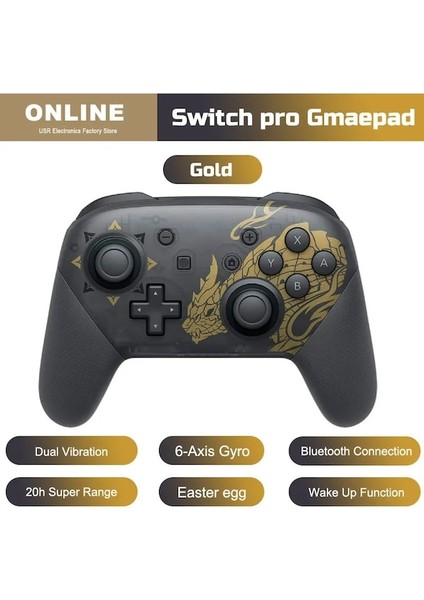 Canavar-Nintend Switch Pro Denetleyici Için Kablosuz Bluetooth Gamepad Pc ve Anahtar OLED Lite Oyun Konsolu Için Sınırlı Tema Joystick (Yurt Dışından)