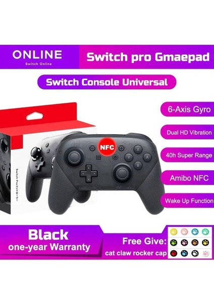 Altın-Nintendo Switch Pro Denetleyicisi Ile Nfc ve Uyandırma Fonksiyonu Kablosuz Joystick 6 Eksenli Gyro Hd Titreşim Bluetooth Gamepad (Yurt Dışından)