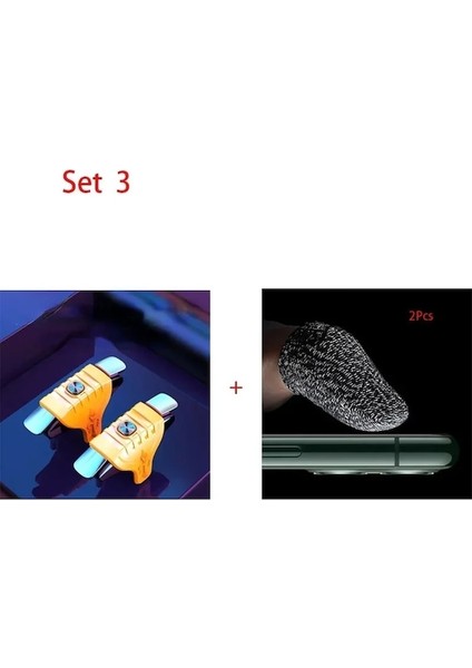 Set 3-G21 Telefon Android Oyun Denetleyicisi Cep Telefonu Oyunu Tetik Gamepad Joystick 6-Parmak Amaç Çekim L1 R1 Anahtar Düğmesi (Yurt Dışından)