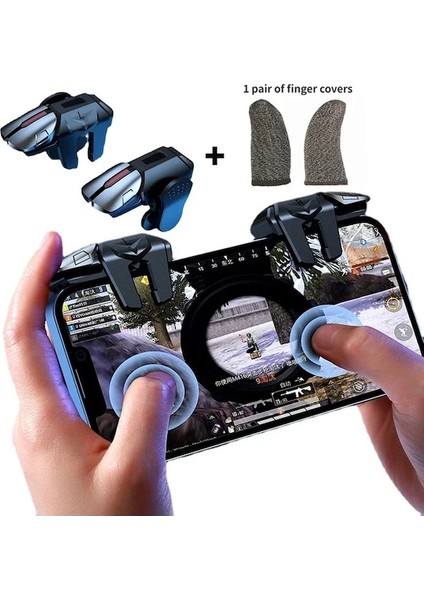 Set 3-G21 Telefon Android Oyun Denetleyicisi Cep Telefonu Oyunu Tetik Gamepad Joystick 6-Parmak Amaç Çekim L1 R1 Anahtar Düğmesi (Yurt Dışından)