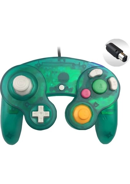 Trans Koyu Yeşil-Şeffaf Renkli Kablolu Gamepad Denetleyici Joypad, Ngc Joystick Için Gamecube Pc Için Tek Noktalı (Yurt Dışından)