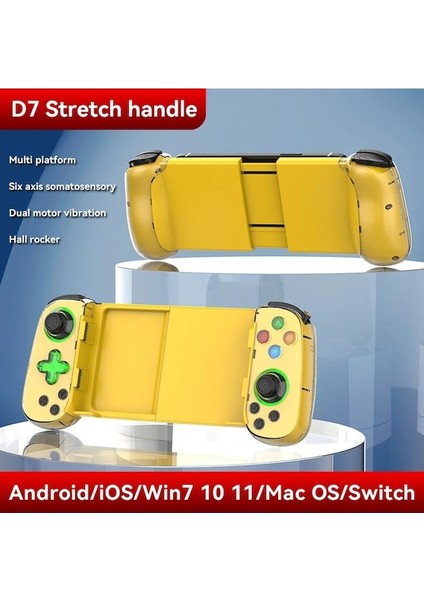 D7 Sarı-D3/d6/d7 Teleskopik Cep Telefonu Gamepad Bluetooth 5.0 Tip-C Kablosuz Oyun Denetleyicisi Joystick Pubg Için Ps4 Anahtarı Pc (Yurt Dışından)