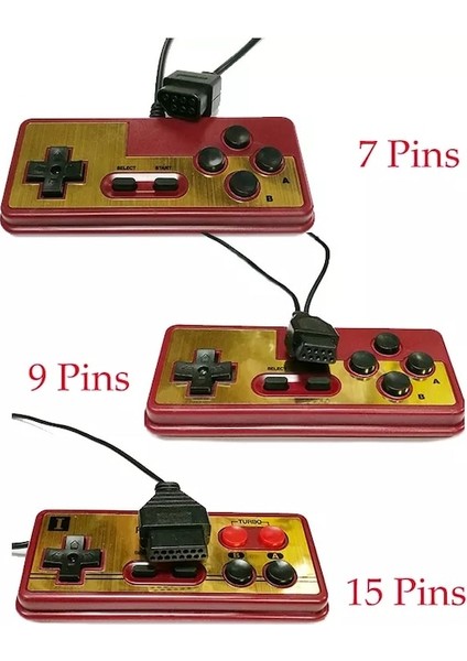 7 Pin-7 Pin 9 Pin 15 Pin Fiş Kablosu Gamepad Oyun Denetleyicisi Için 8 Bit Video Oyun Konsolu Turbo Ab Düğmesi Ile (Yurt Dışından) fiyatları