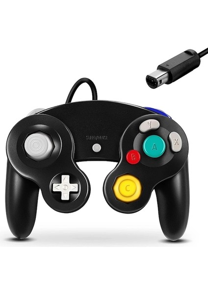 Siyah-Gamecube Denetleyici Kablolu Uzaktan Gamepad Klasik Ngc Kontrol Wii Joystick Retro Oyun Pedi Aksesuarları Video Oyun Konsolu Joypad (Yurt Dışından)