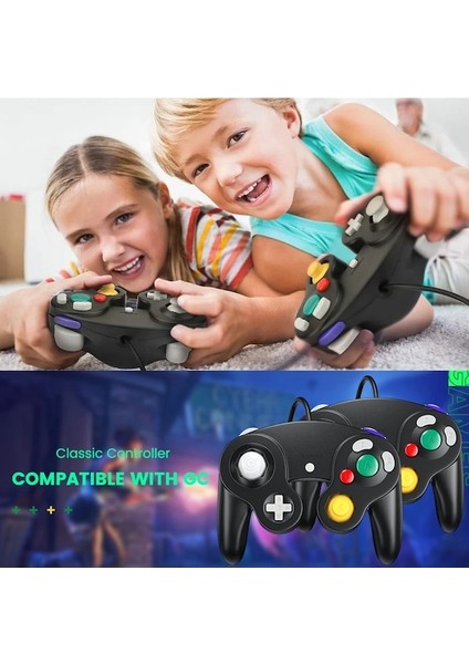 Siyah-Gamecube Denetleyici Kablolu Uzaktan Gamepad Klasik Ngc Kontrol Wii Joystick Retro Oyun Pedi Aksesuarları Video Oyun Konsolu Joypad (Yurt Dışından)