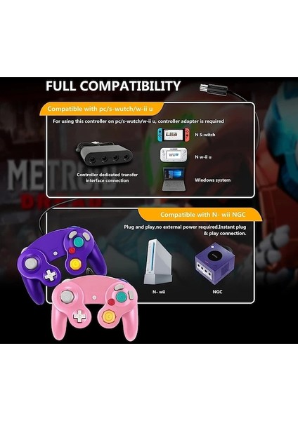 Siyah-Gamecube Denetleyici Kablolu Uzaktan Gamepad Klasik Ngc Kontrol Wii Joystick Retro Oyun Pedi Aksesuarları Video Oyun Konsolu Joypad (Yurt Dışından)