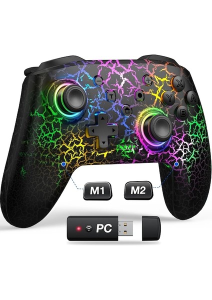 Q217-USB Pc-9 Rgb Işık Kablosuz Denetleyici Nintendo Anahtarı/oled/lite/android/ıos/ Pc Için Programlanabilir Tuşlar Anahtarı Gamepad (Yurt Dışından)