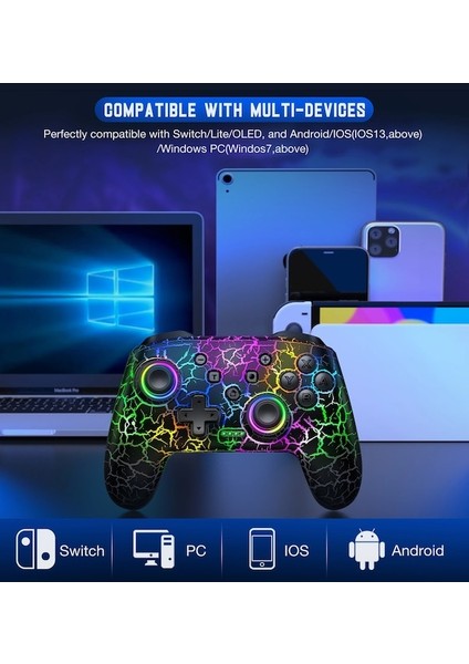 Q217-USB Pc-9 Rgb Işık Kablosuz Denetleyici Nintendo Anahtarı/oled/lite/android/ıos/ Pc Için Programlanabilir Tuşlar Anahtarı Gamepad (Yurt Dışından)