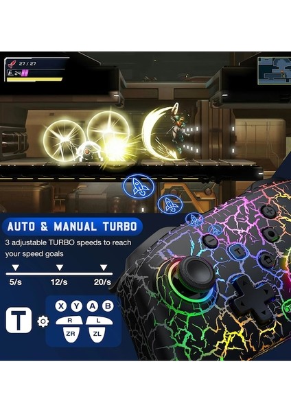 Q217-USB Pc-9 Rgb Işık Kablosuz Denetleyici Nintendo Anahtarı/oled/lite/android/ıos/ Pc Için Programlanabilir Tuşlar Anahtarı Gamepad (Yurt Dışından)
