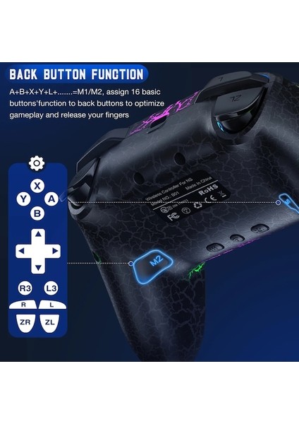 Q215 Gamepad-Kablosuz Denetleyici Gamepad'ler Nintendo Switch/lite/oled Ile Fare Dokunmatik Duygu Uyandırma Programlanabilir Turbo Fonksiyonu (Yurt Dışından)